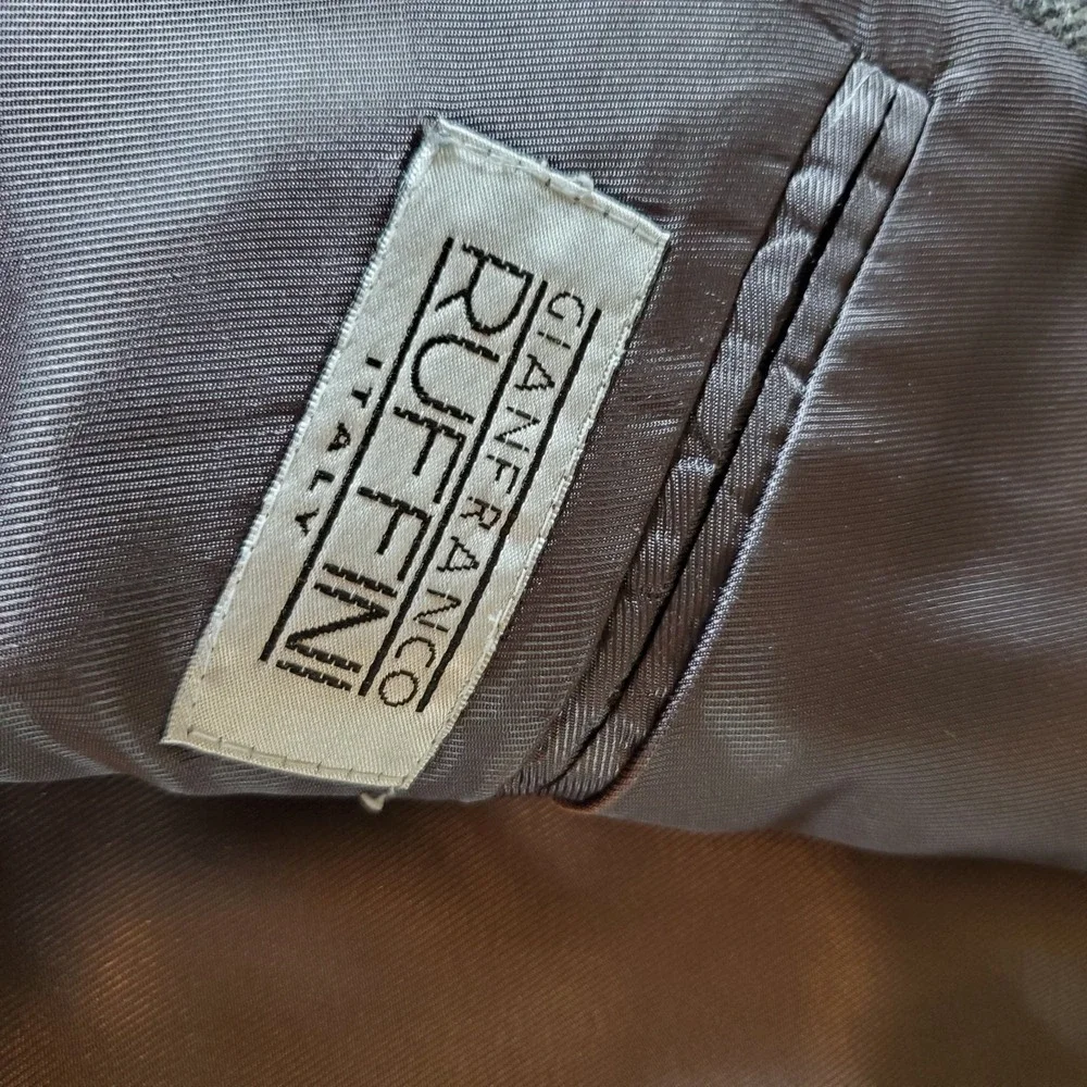 Ruffini Italy Sport Coat 42L Gray Camel Hair Blend Herringbone Blazer‎ Jacket